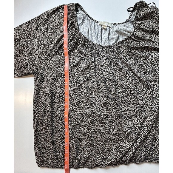 Michael Kors Cheetah Print Top Plus 3X Animal Black Tan Flowy Soft - Picture 6 of 6